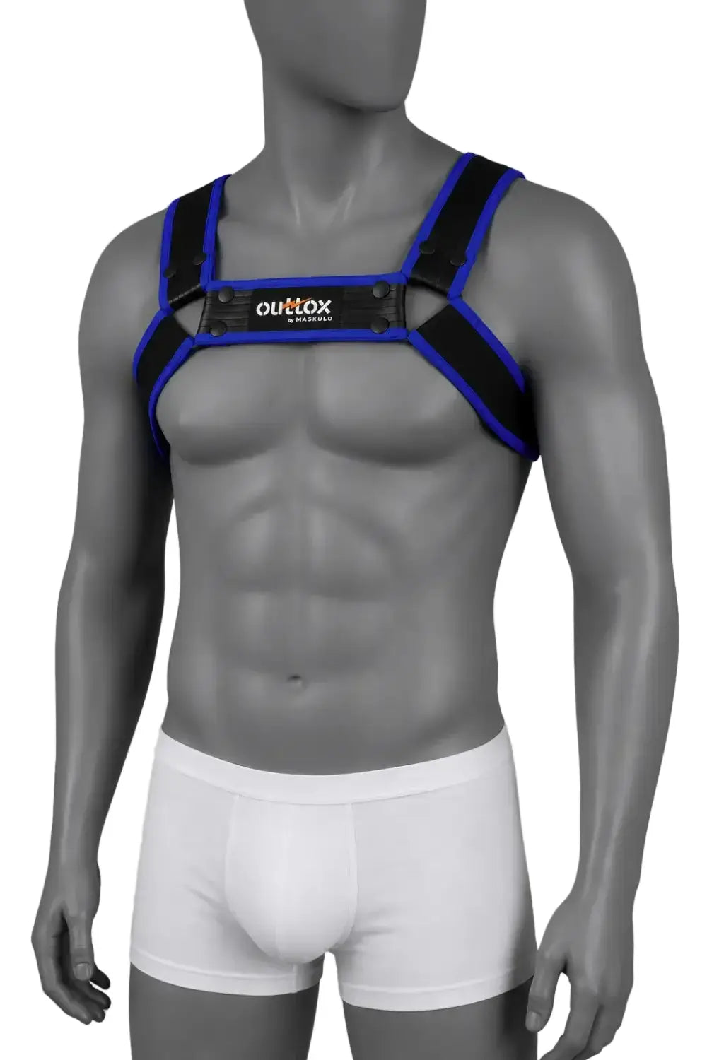 Outtox by Maskulo. Bulldog Harness with Snaps. Black and Blue