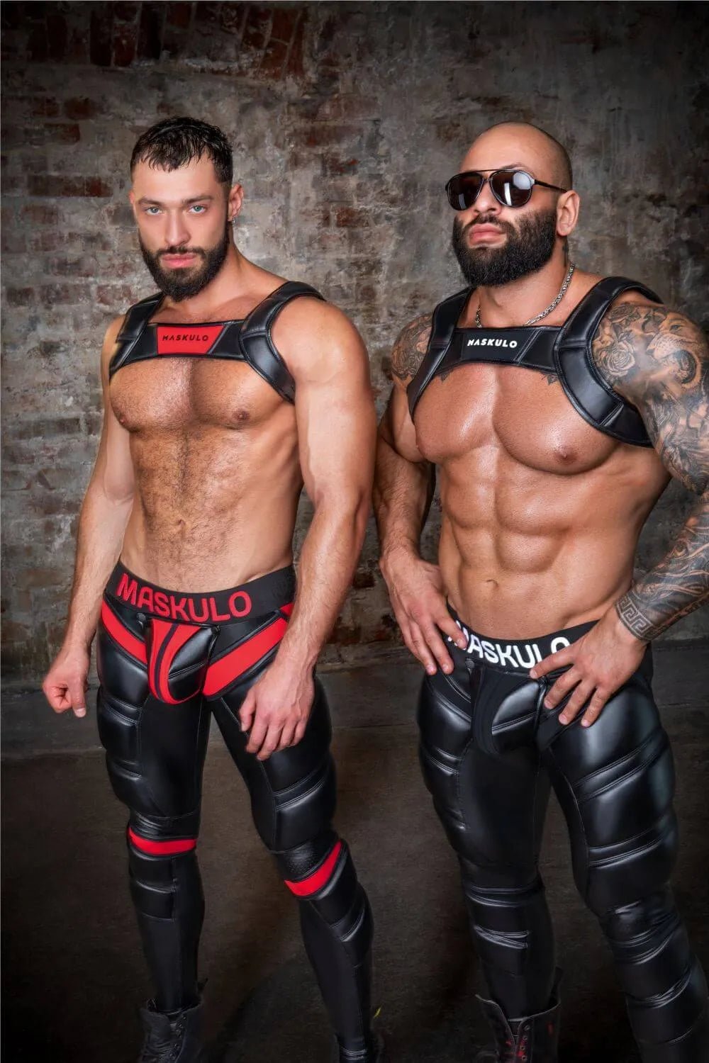 Bulldog Harness with 3D Logo. Black and Red - Maskulo - MHR116-Y1 - Maskulo EU Global Online Store