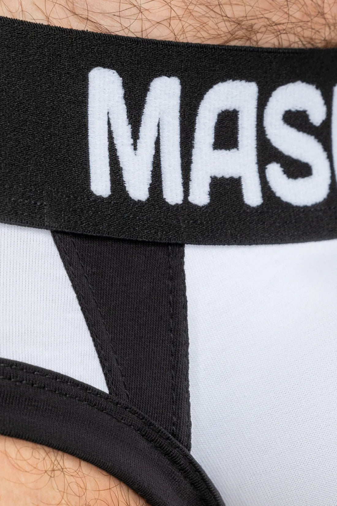 Captain A Briefs with O-inside Pouch White/Black. Maskulo Global underwear, high-quality fabric, comfortable fit.