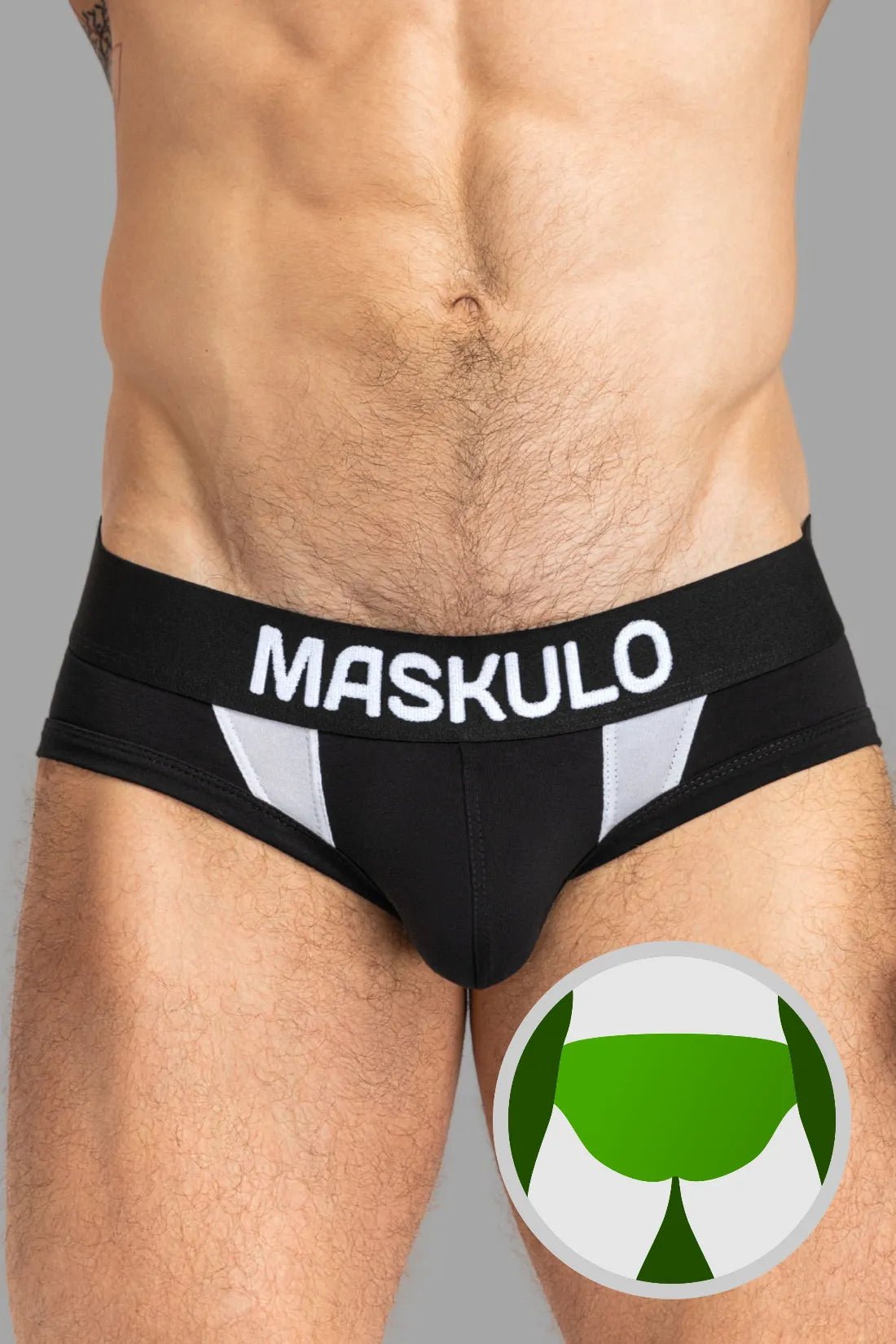 Maskulo CAPTAIN-A Black and White cotton briefs with O-Inside-POUCH technology, perfect men&