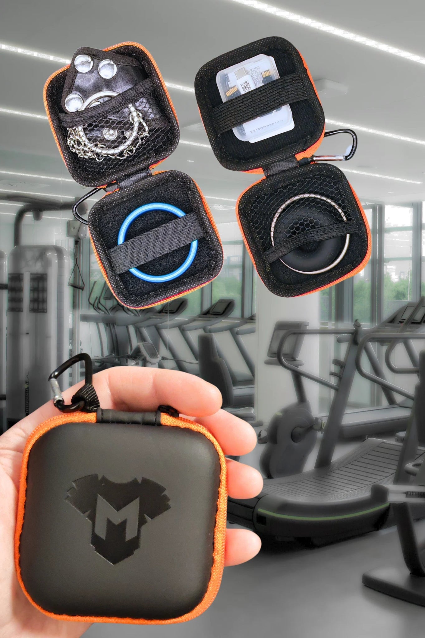 Black and orange Jax Wanderlust mini zip case with carabiner from Maskulo Global (EU) online store.