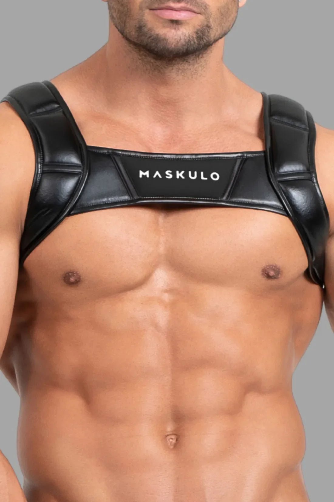 Bulldog Harness with 3D Logo by Maskulo. Black size M accessory, featuring 3D logo details for a bold look. Durable and stylish.
