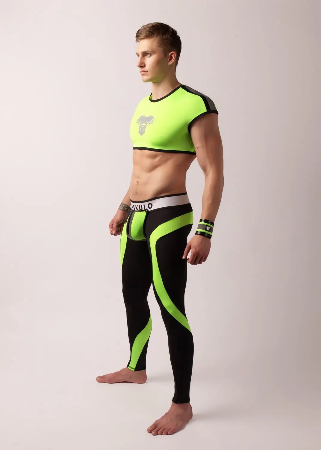 Youngero. Leggings with codpiece. Open Rear. Green Neon - Maskulo - MLG144-Y1 - Maskulo EU Global Online Store