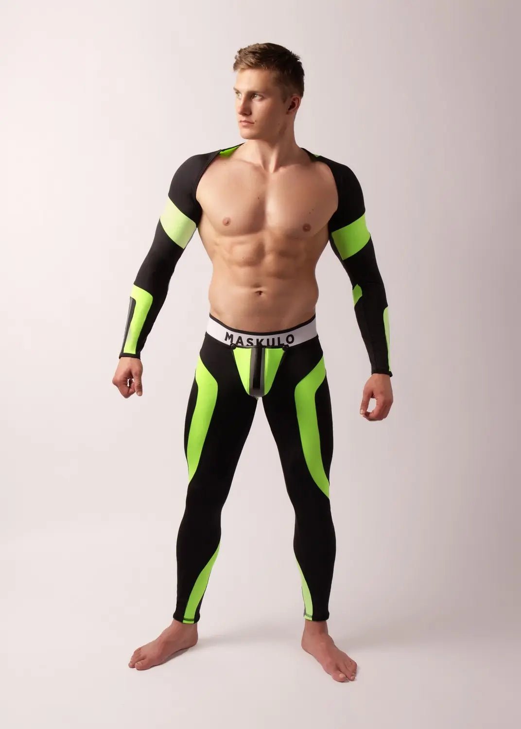 Youngero. Leggings, zippered rear. Codpiece. Green Neon - Maskulo - MLG159-Y1 - Maskulo EU Global Online Store