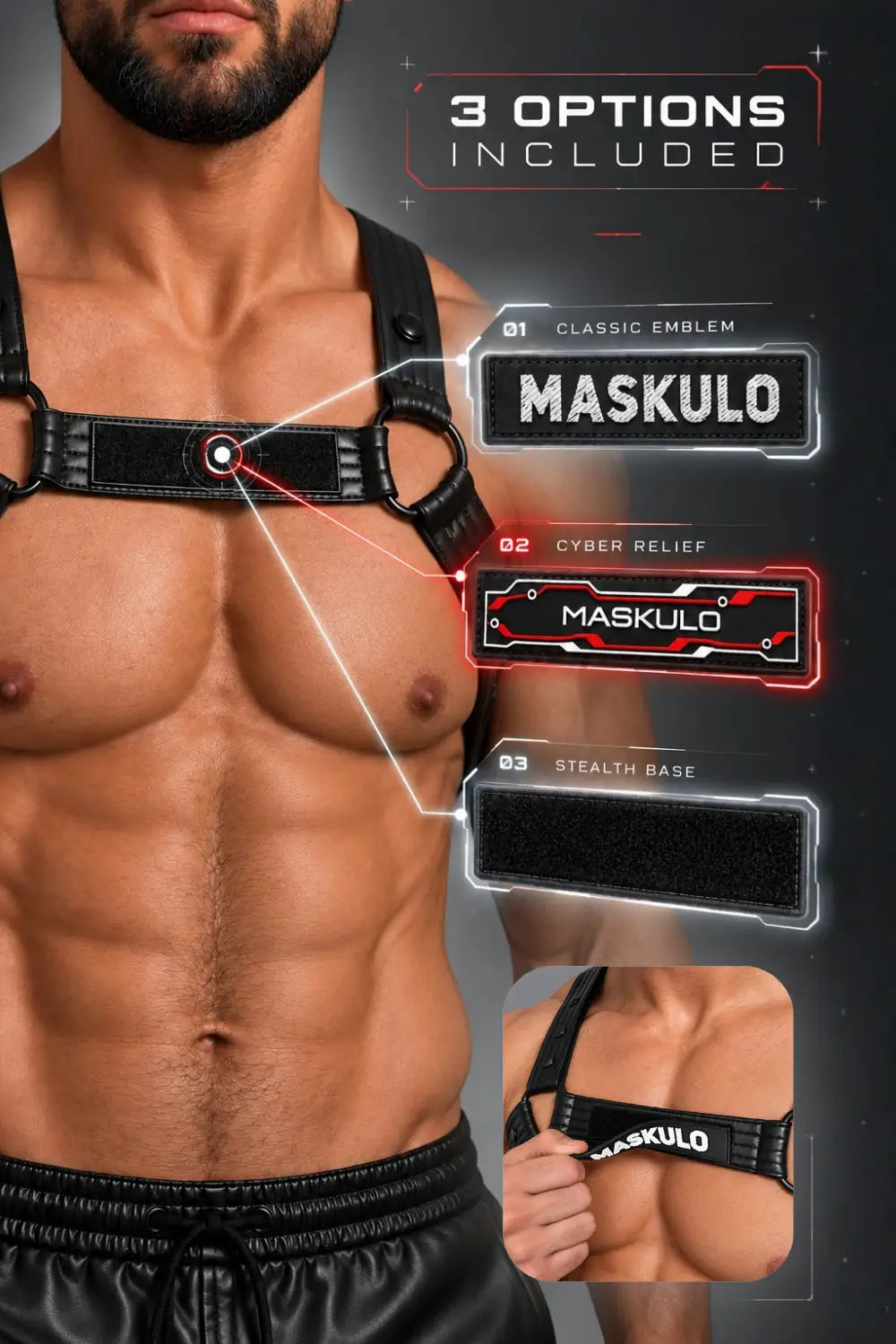 Vance Gridlock. Body Harness aus PU-Leder