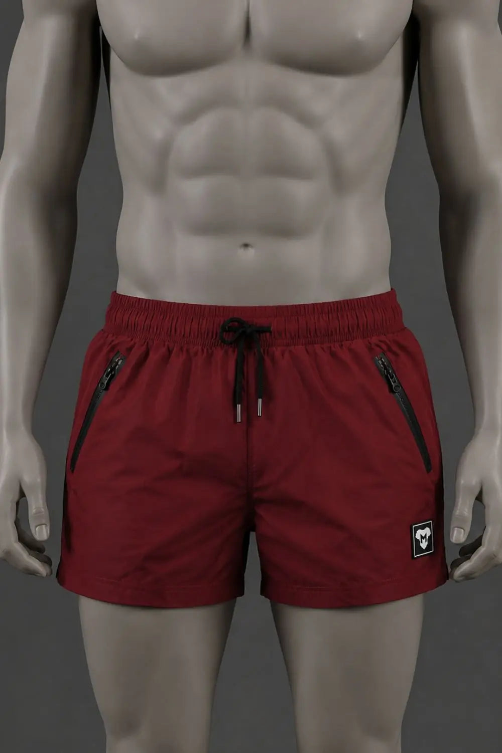 Short Jedd Synther souple avec poches zippées. Rouge foncé