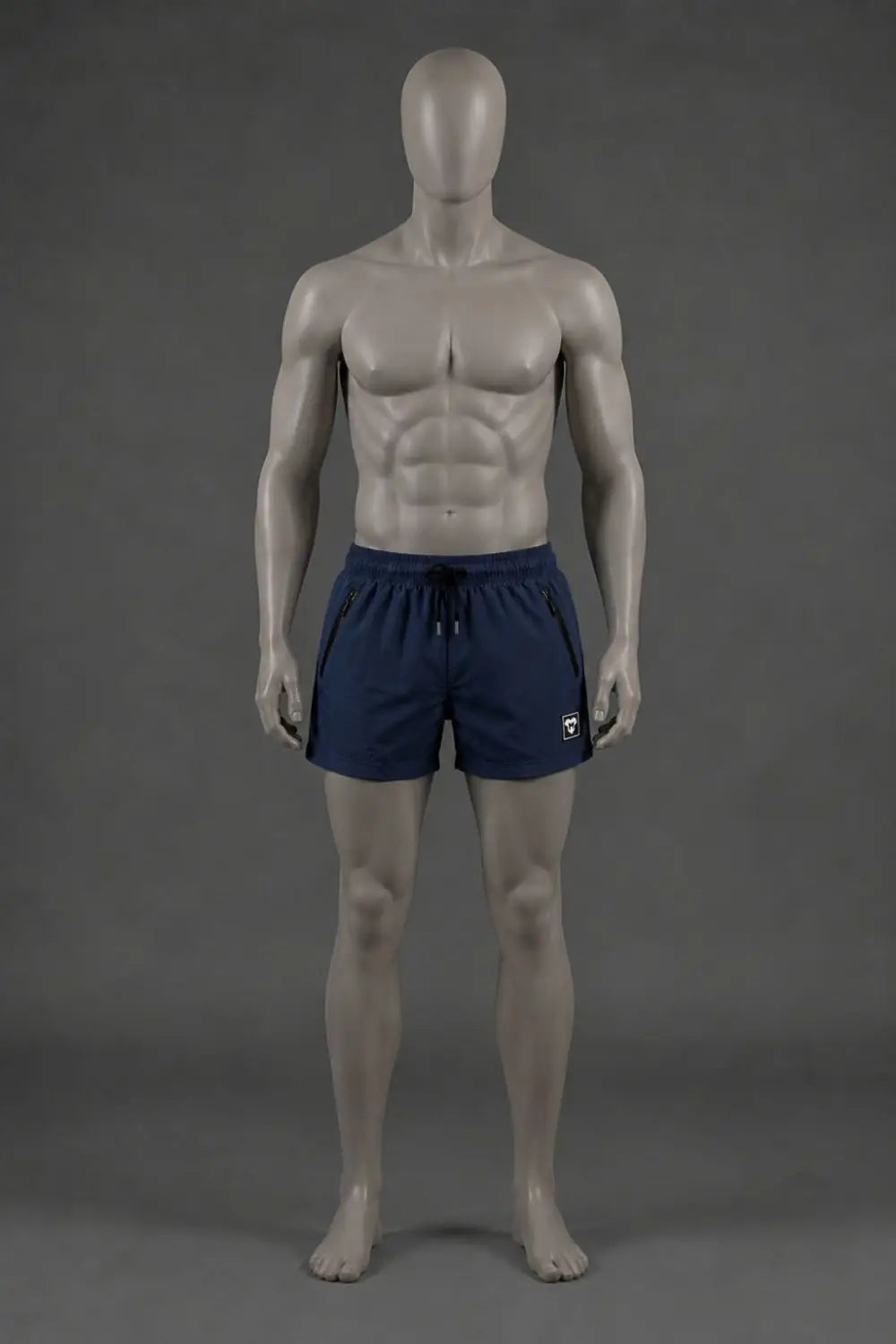 Short Jedd Synther souple avec poches zippées. Bleu marine