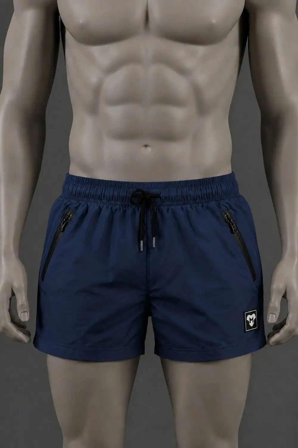 Short Jedd Synther souple avec poches zippées. Bleu marine