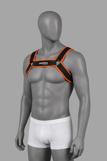 Outtox by Maskulo. Bulldog Harness with Snaps. Black and Orange