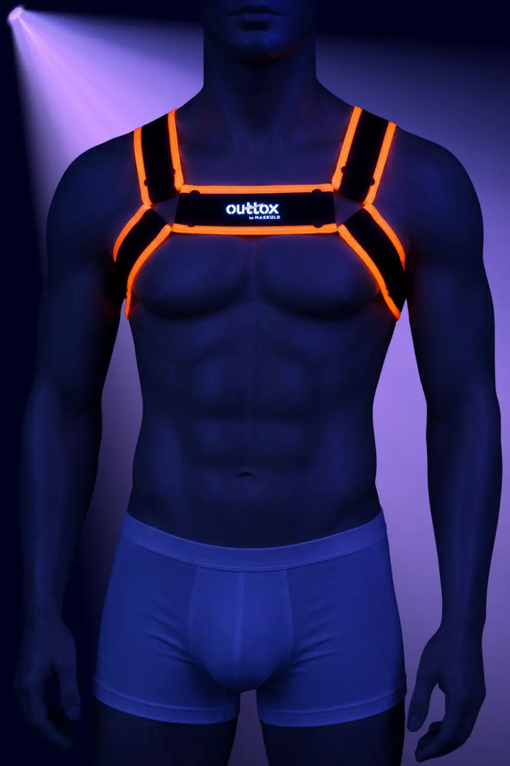 Outtox by Maskulo. Szelki Bulldog z zatrzaskami. Czarno-pomarańczowe