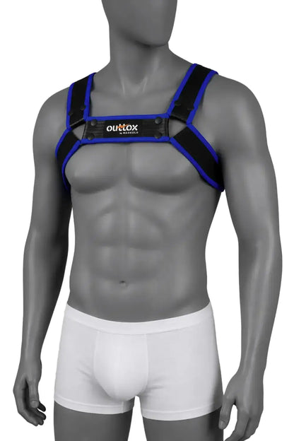 Outtox by Maskulo. Bulldog Harness with Snaps. Black and Blue