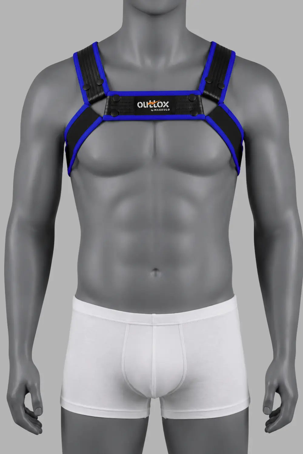 Outtox by Maskulo. Uprząż Bulldog ze zatrzaskami. Czarno-niebieski