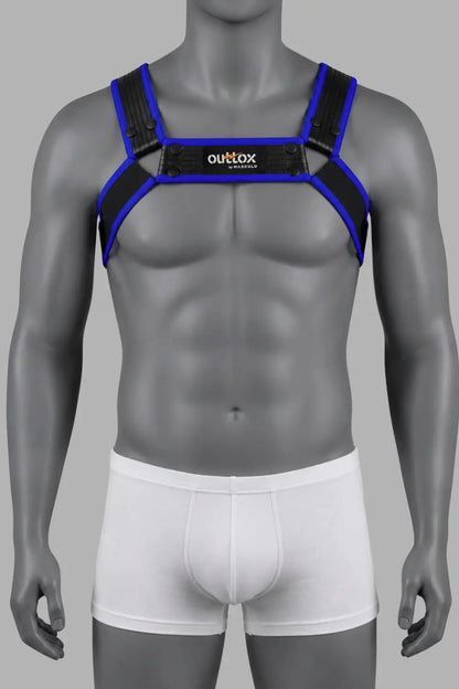 Outtox by Maskulo. Bulldog Harness with Snaps. Black and Blue