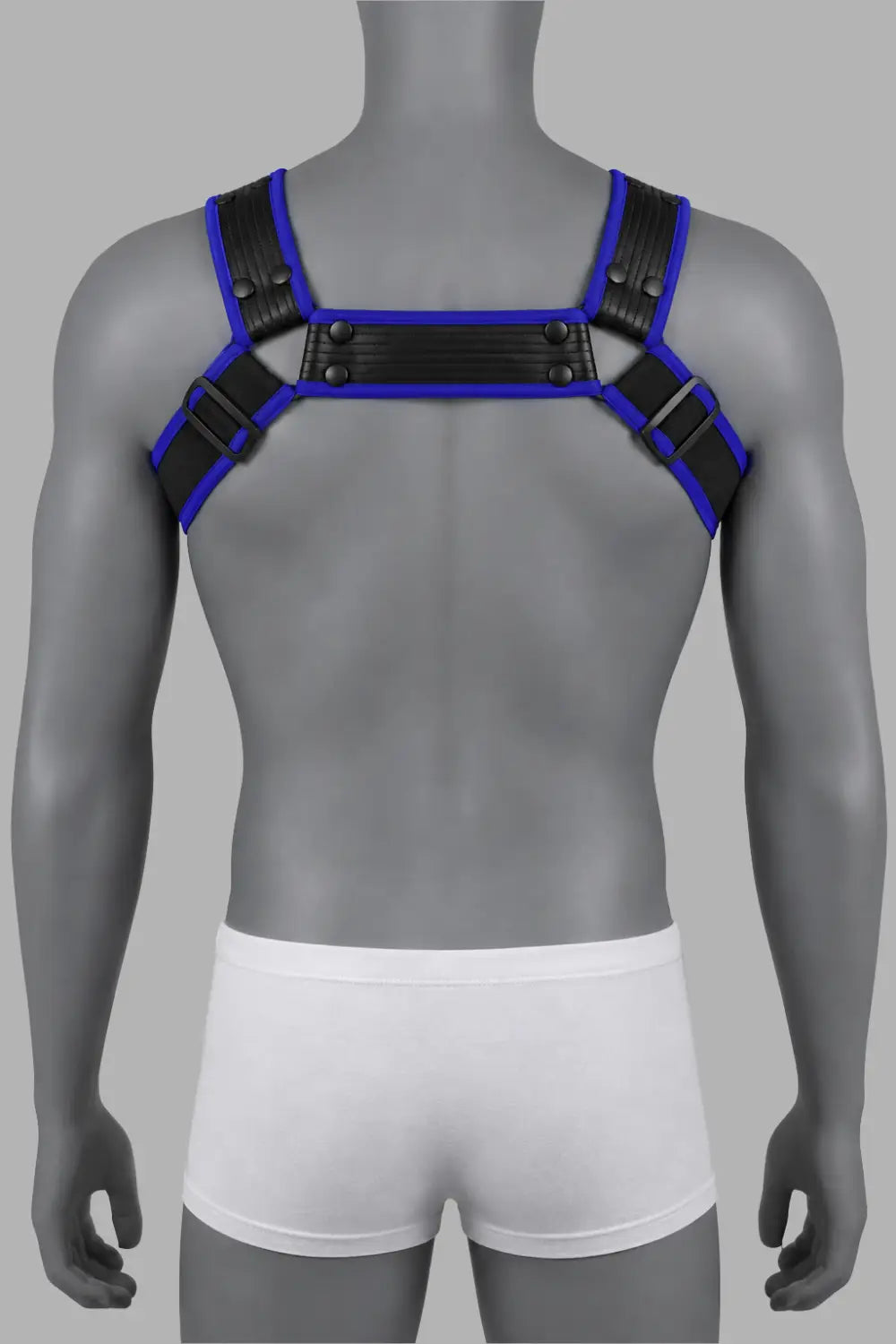 Outtox by Maskulo. Bulldog Harness with Snaps. Black and Blue