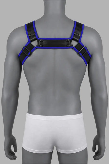 Outtox by Maskulo. Bulldog Harness with Snaps. Black and Blue