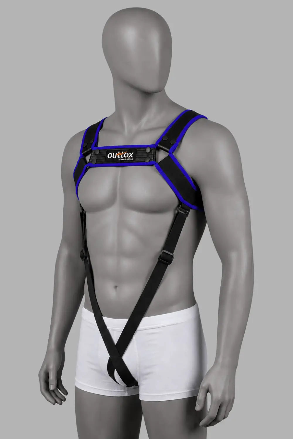 Outtox by Maskulo. Body Harness. Black + Blue Royal