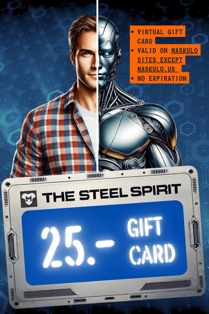 Maskulo Global &quot;The Steel Spirit&quot; Gift Card. Delivered via email. Use for menswear, redeemable online, no expiry.
