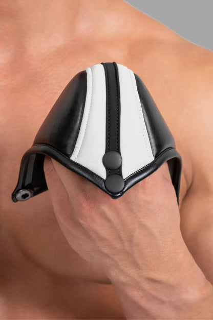 Black and white briefs with pads from Maskulo, comfortable apparel accessory for men, enhancing look and shape.