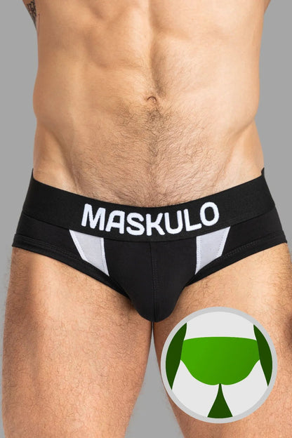 Maskulo CAPTAIN-A Black and White cotton briefs with O-Inside-POUCH technology, perfect men&