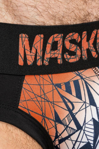 Maskulo Armor Briefs with Art-X Effect in Black and Orange. Stylish men&