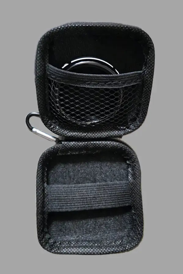 Jax Wanderlust Mini Zip-Case with Carabiner in black, 8x8 cm, EVA/PU material, for small items like cock rings or poppers. Maskulo Global.