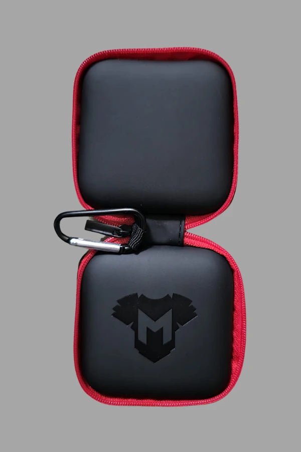 Jax Wanderlust Mini Zip Case with Carabiner in Black and Red from Maskulo Global Store. Durable small accessory for travel or daily use.