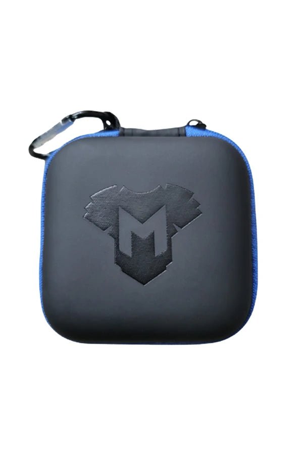 Maskulo Jax Wanderlust Mini Zip Case with Carabiner in Black and Royal Blue, style MCS105. Durable accessory for essentials.