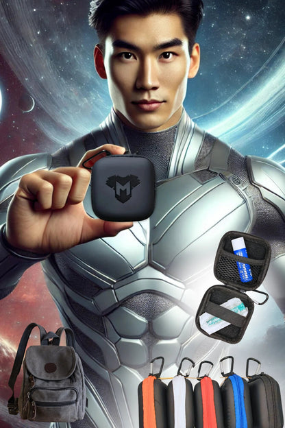 Jax Wanderlust Mini Zip-Case with Carabiner in black, 8x8 cm, EVA/PU material, for small items like cock rings or poppers. Maskulo Global.