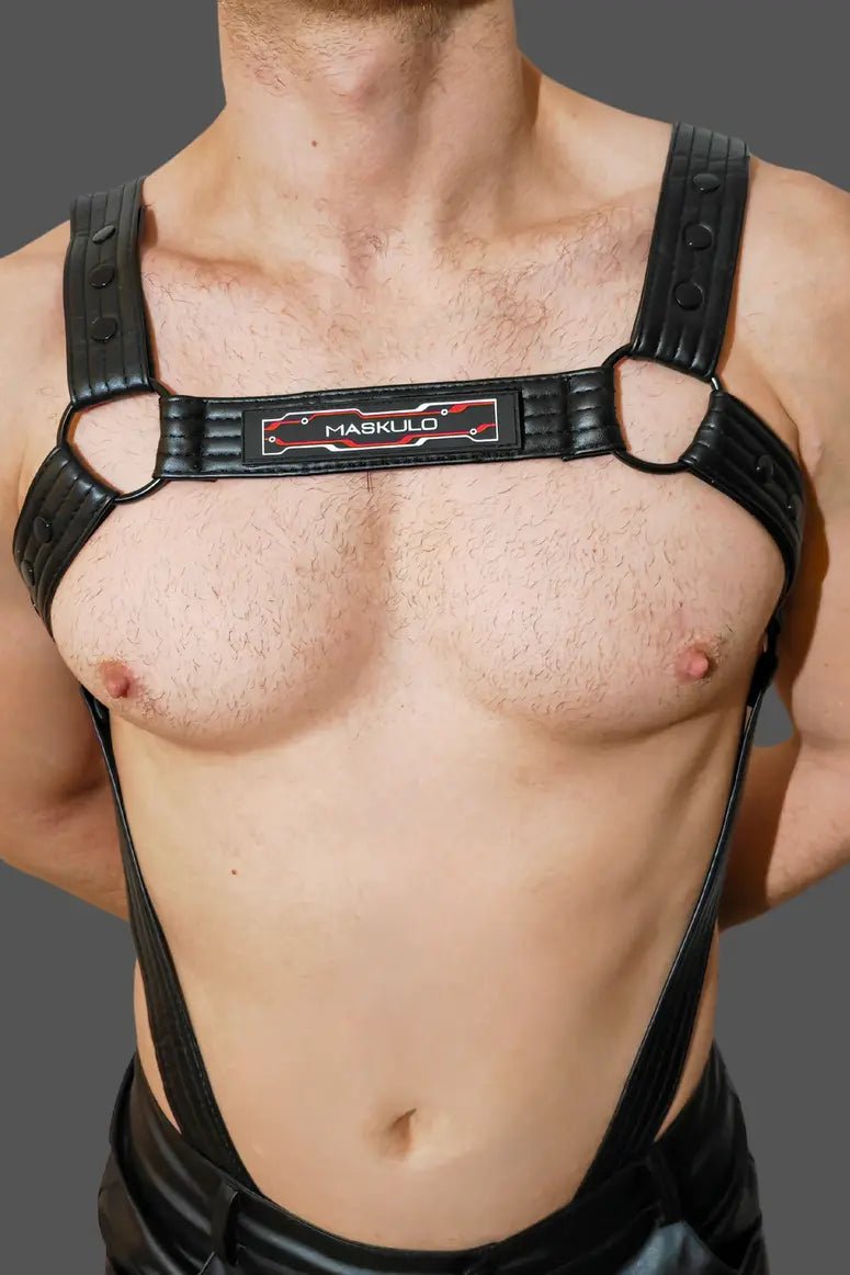Vance Gridlock Body Harness MHR193 in PU Leather from Maskulo Global (EU) Store. Stylish, durable leather-look accessory.