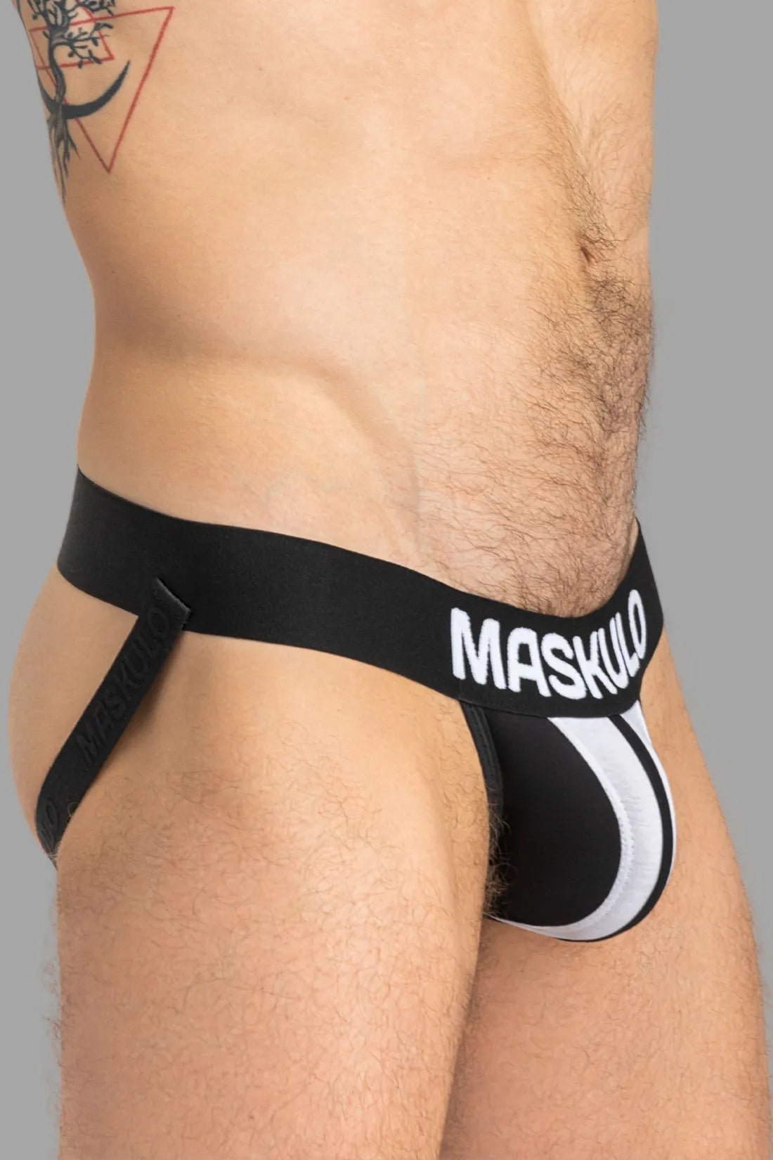 Tiger jockstrap with snap pouch in black and white from Maskulo Global (EU) online store. Stylish and unique men&