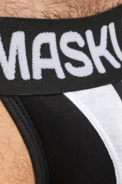 Maskulo TIGER Jockstrap, black &amp; white, 100% cotton everyday underwear with unique POUCH-SNAP technology for adjustable fit.