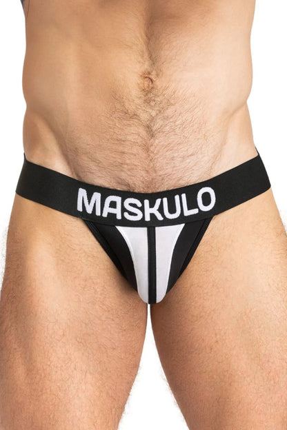 Maskulo Tiger Jock with pouch snap in black and white. Men&