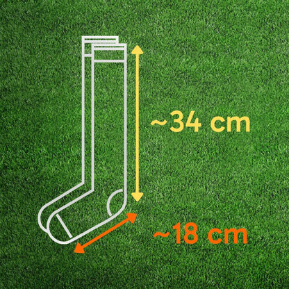 Maskulo long socks with green and white stripes. Comfortable, athletic-style accessory for men. Ideal for sports or casual wear.