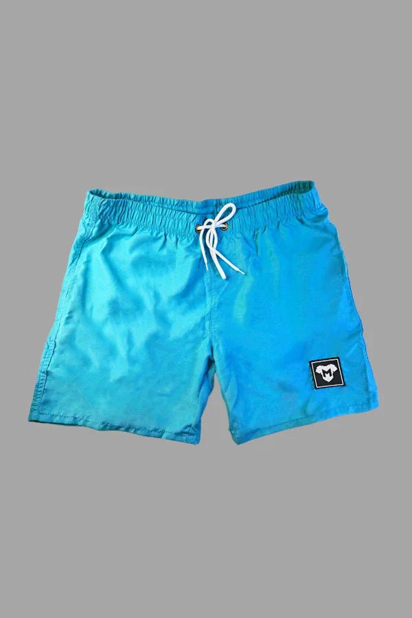 Maskulo Miles Cyclone soft-touch nylon/polyester shorts in Blue Sky with inner white mesh lining, free fit, and 3 pockets. MSH246 shorts.