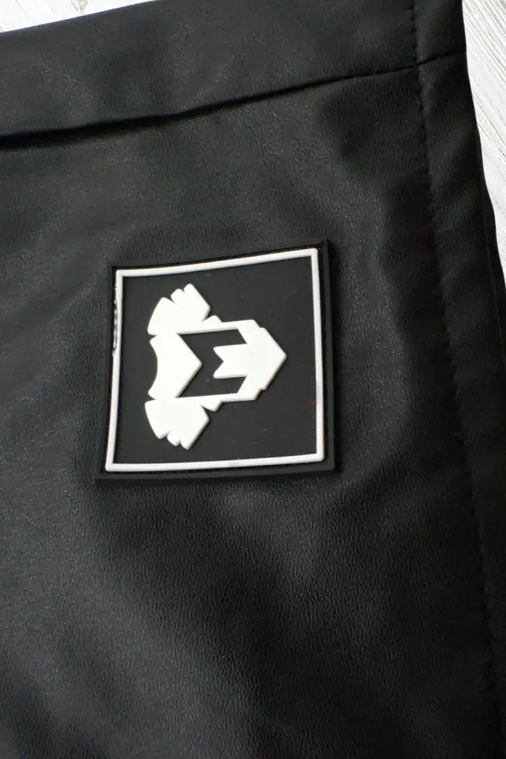 Maskulo Kane black PU leather shorts &quot;Jeans Style.&quot; Thicker, durable faux-leather material, regular pockets. SKU MSH267.