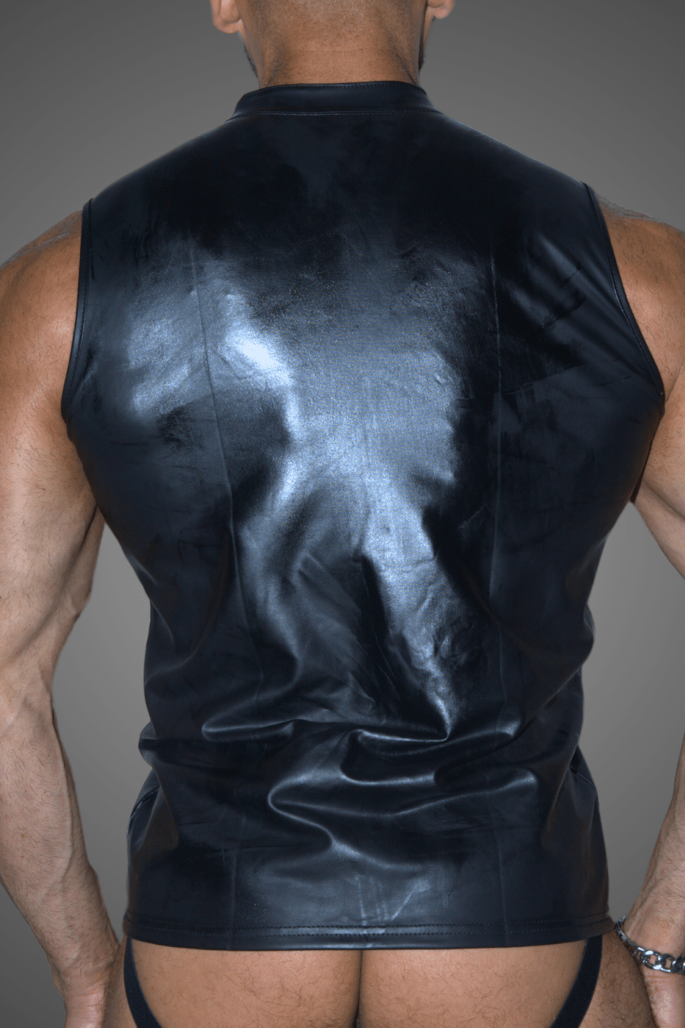 PU Leather Vest with Zipper, Black, XXL size. Maskulo MTP178-Y5 vest for adults, male gender, new condition, priced at 69.00 EUR.