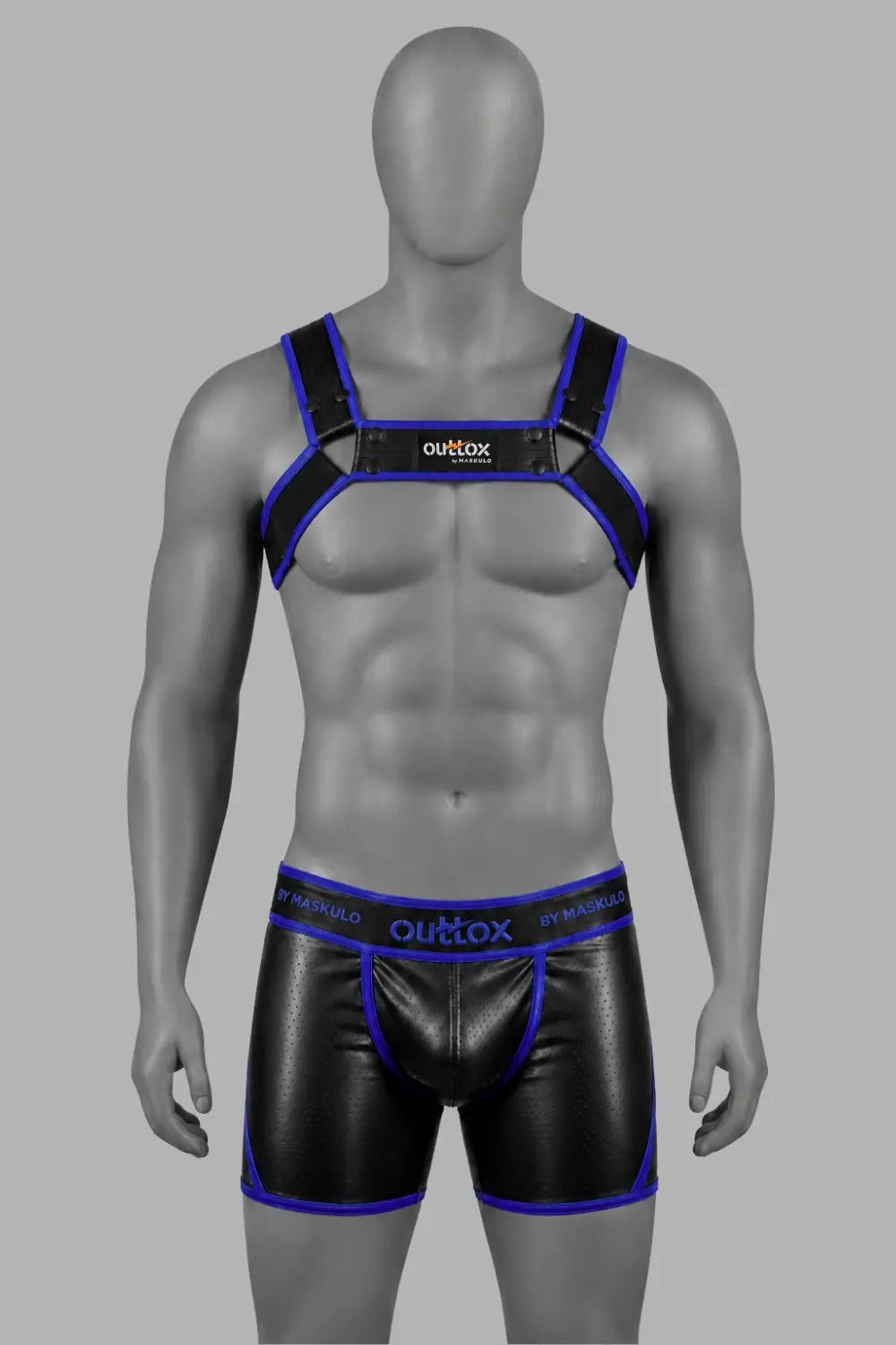 Outtox by Maskulo. Bulldog Harness with Snaps. Black and Blue - Outtox by Maskulo - XHR122-Y1- Maskulo EU Global Online Store