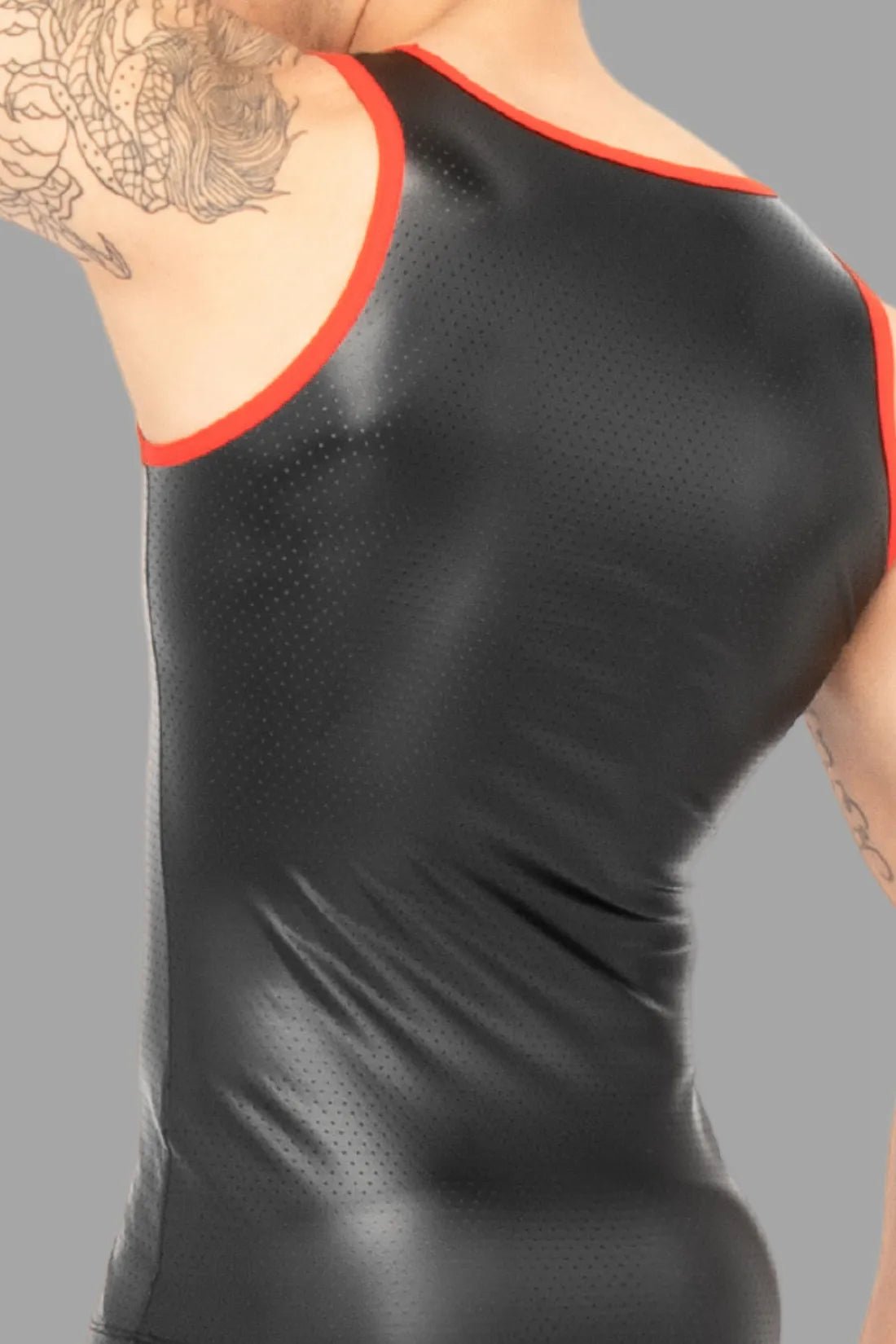 Maskulo Outtox Tank Top in black and red, a comfortable and stylish apparel item for adults from the Global EU online store (Style TP140-10/XTP101).