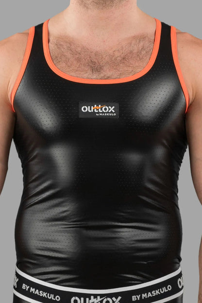 Outtox Maskulo tank top in black and orange. Men&