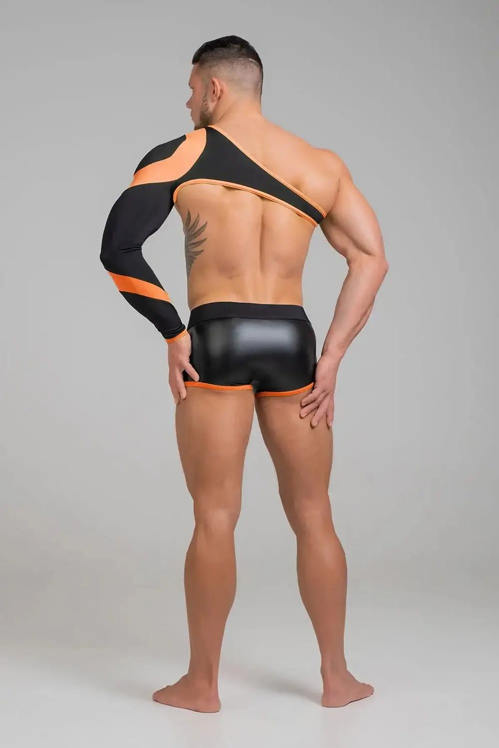 Youngero. Asymmetrical Long - Sleeved Crop Top. Orange Neon - Maskulo - MTP150-Y1 - Maskulo EU Global Online Store