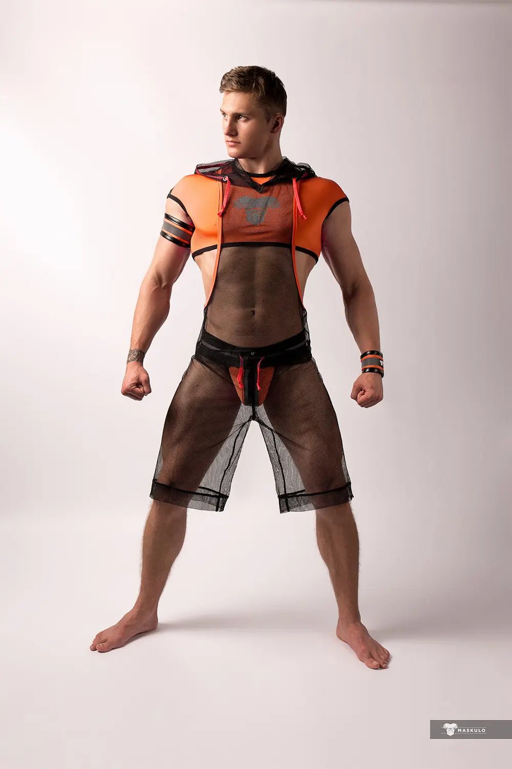 Youngero. Jockstrap with detachable codpiece. Orange Neon - Maskulo - MJS179-Y1 - Maskulo EU Global Online Store