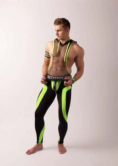 Youngero. Leggings, zippered rear. Codpiece. Green Neon - Maskulo - MLG159-Y1 - Maskulo EU Global Online Store